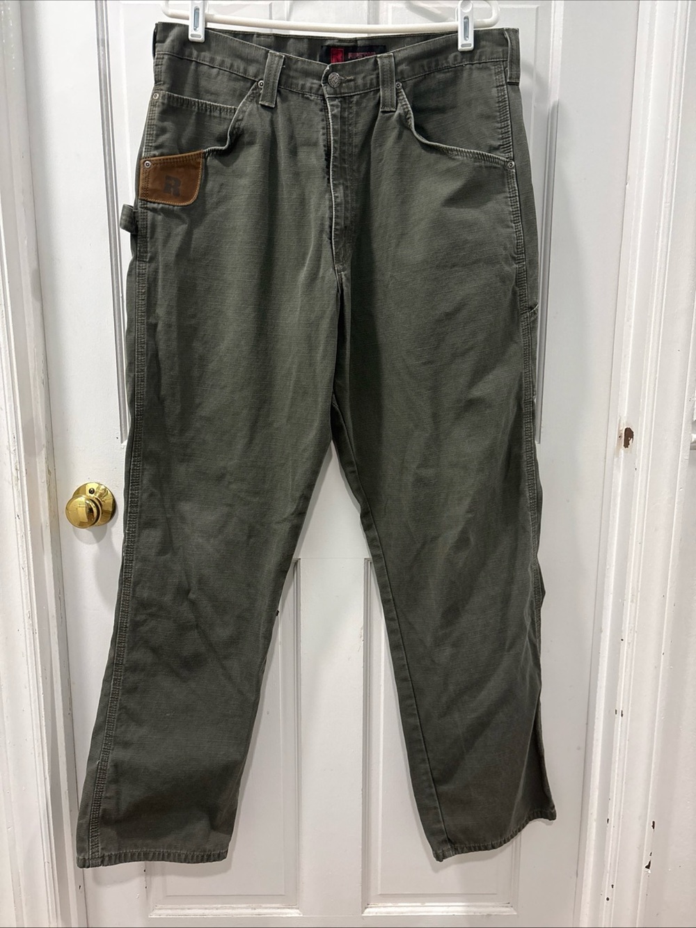Riggs Workwear Men’s Ripstop Carpenter Pants Size 36x34 Green 100% Cotton EUC